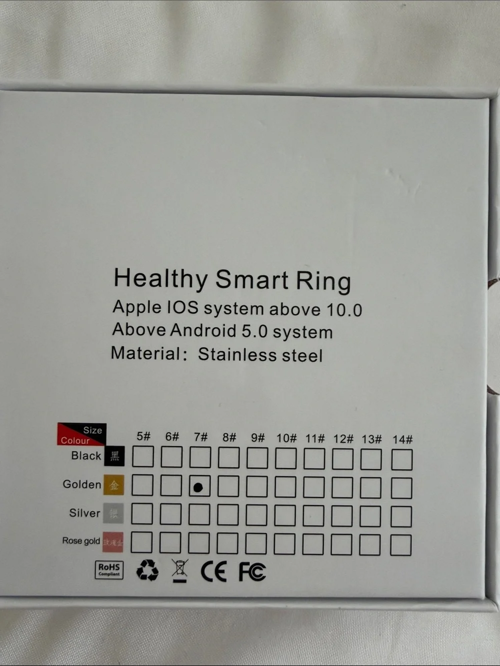 Smart Ring Health Tracker - Gold size 7